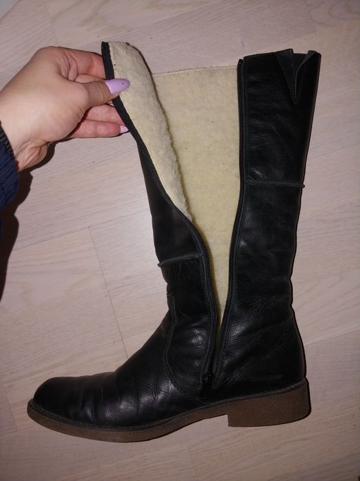 Rieker черные кожанные сапоги на меху, 40 размер
