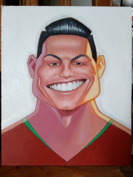 Retrato de cr7 em óleo sobre tela.