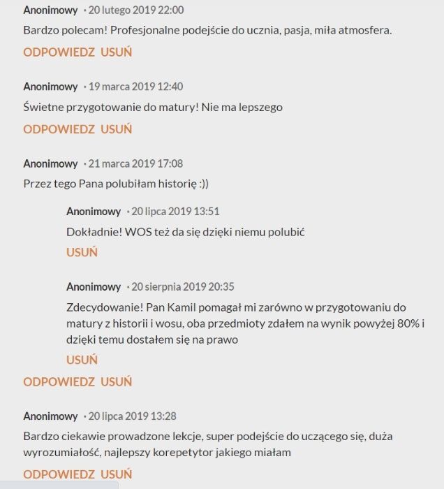 Korepetycje - Historia, WOS - online matura/ olimpiada