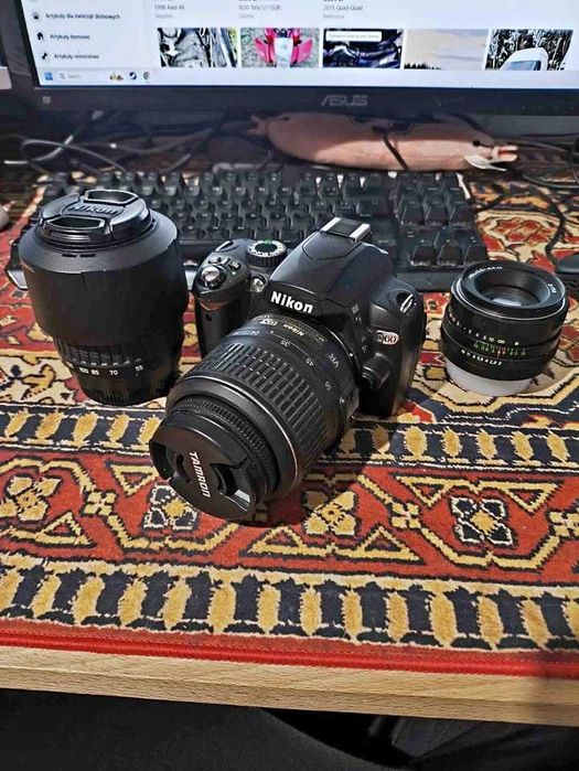 Aparat lustrzanka Nikon D60 3 obiektywy