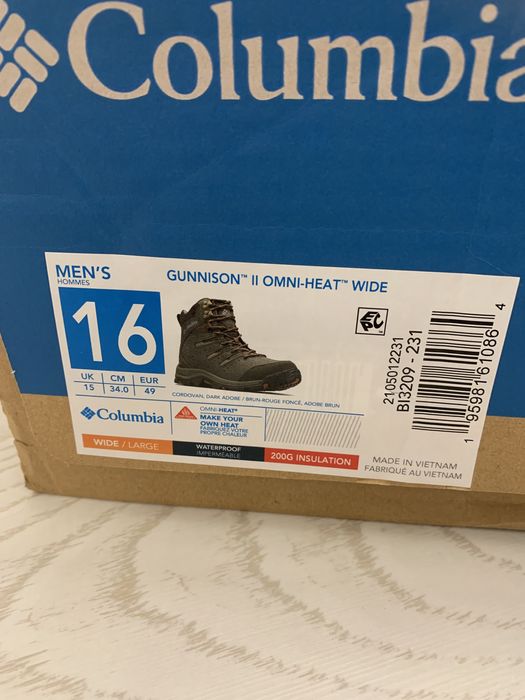 Ботинки Colambia Gunnison omni-heat wide