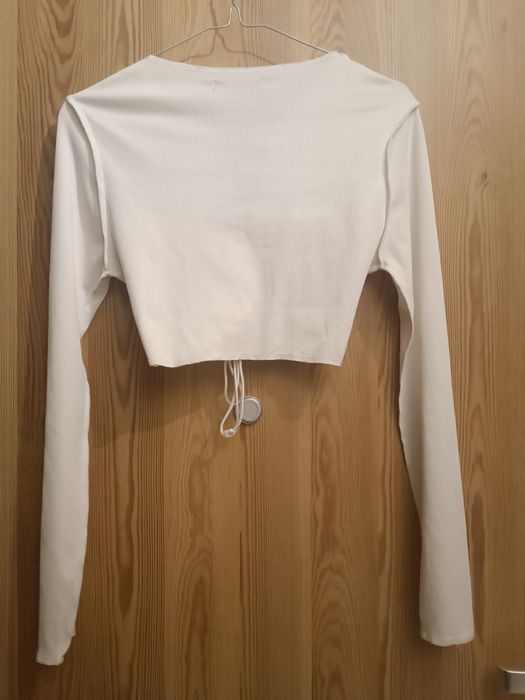 Crop top wiazany długi rękaw shein S