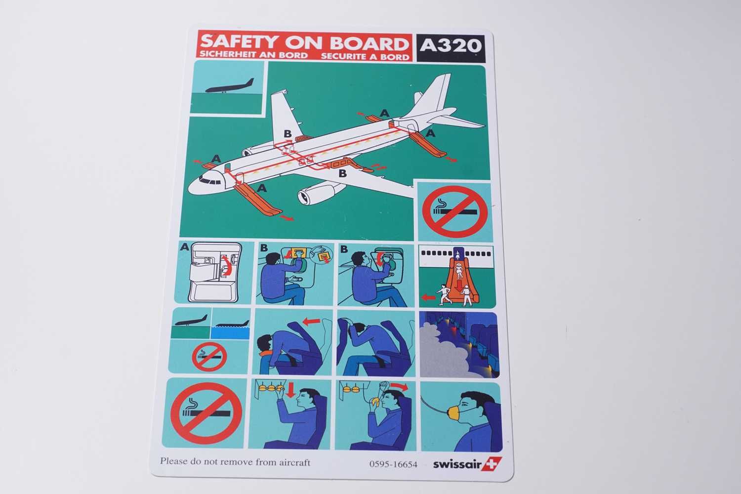 Swissair safety Card Instrukcja bezpieczeństwa Airbus A320