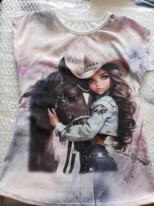 Nowa Bluzka koszulka t-shirt koń prążek
