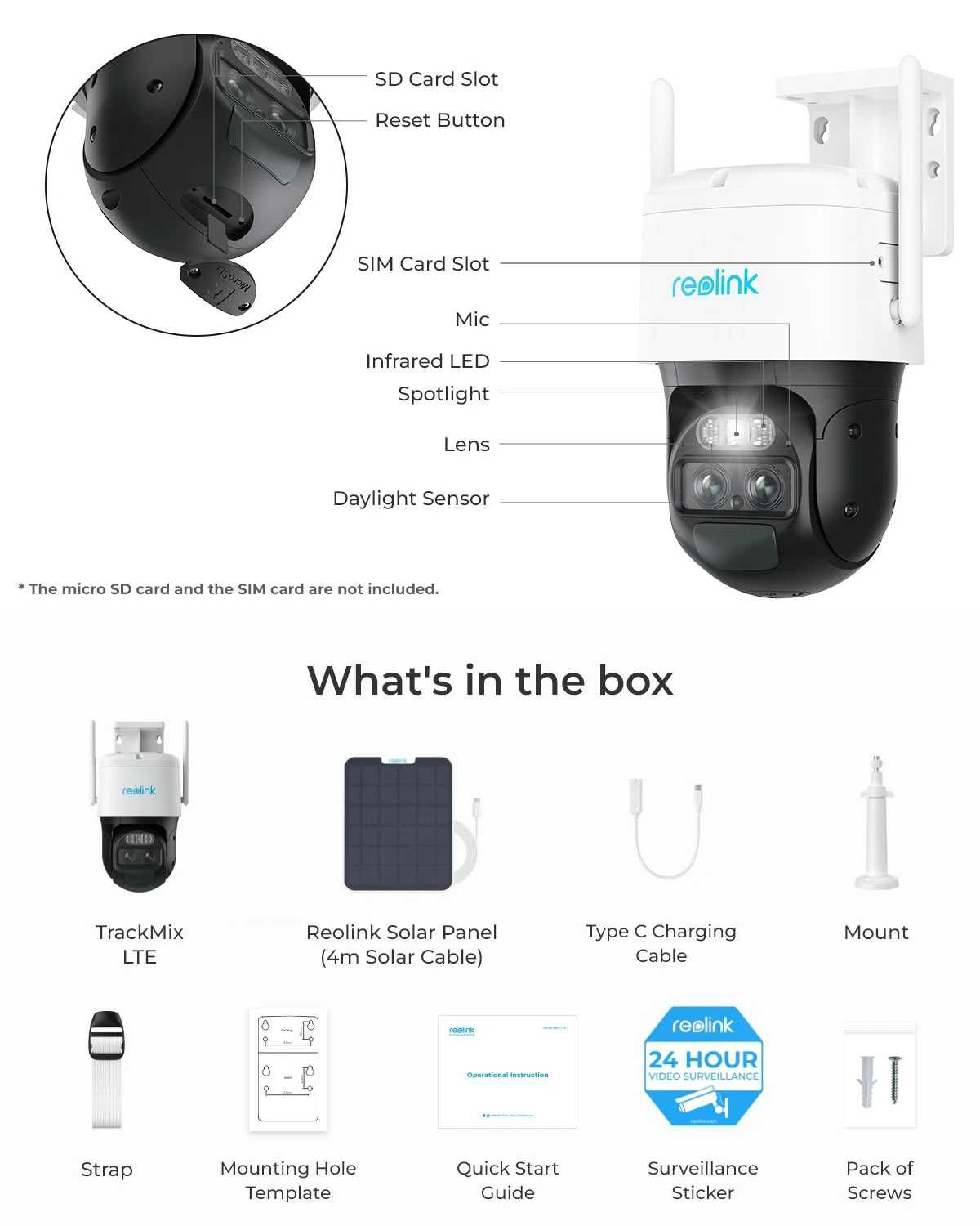 Reolink Duo / Trackmix LTE 4G  battery на АКБ + сонячна панель гаранті