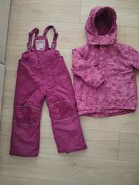 Komplet zestaw 110 116 spodnie narciarskie kurtka fioletowy dziewczecy