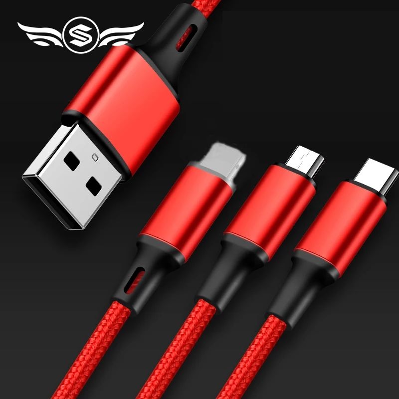 Универсальный кабель 3в1 шнур зарядка Type C iPhone Lightning Microusb