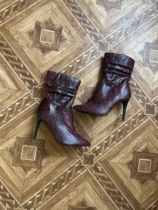 Ботильоны змеиный принт ботильйони зміїний принт червоні 36 37