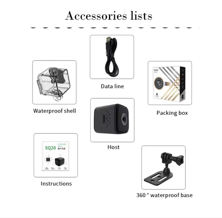 Міні екшн-камера sq28 ultra hd 1080p з магнітним кріпленням