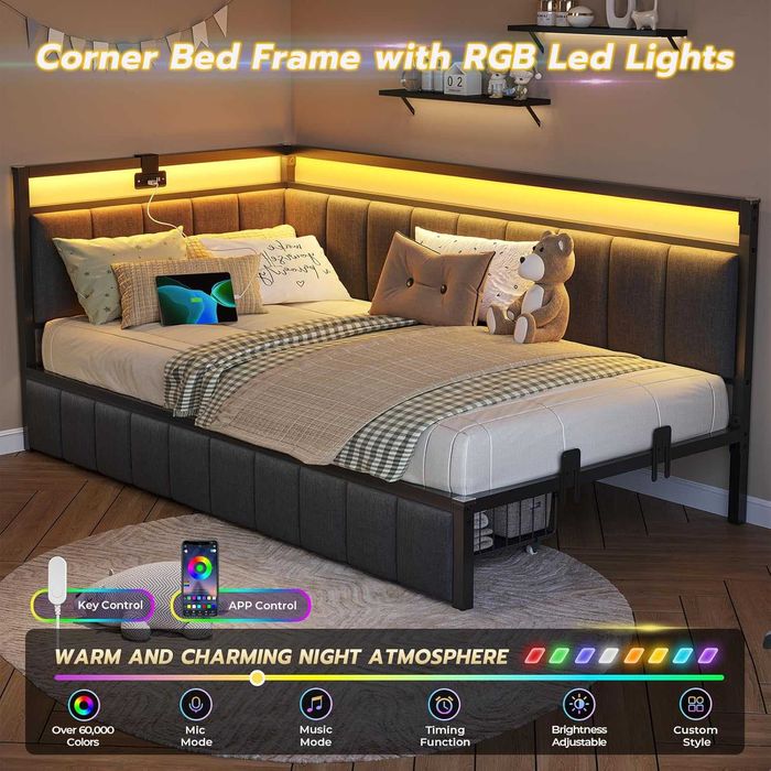 Nowe łóżko narożne / rama / stelaż / LED / narożnik DICTAC !N234!