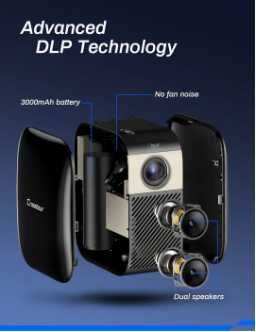 Mini-projector portátil Crosstour S100 c/ bateria até 3h de projecção