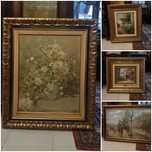 4 quadros a óleo com molduras