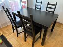 Stół Ikea Bjursta 140/180/220x84, 4 krzesła Ikea Kautsby