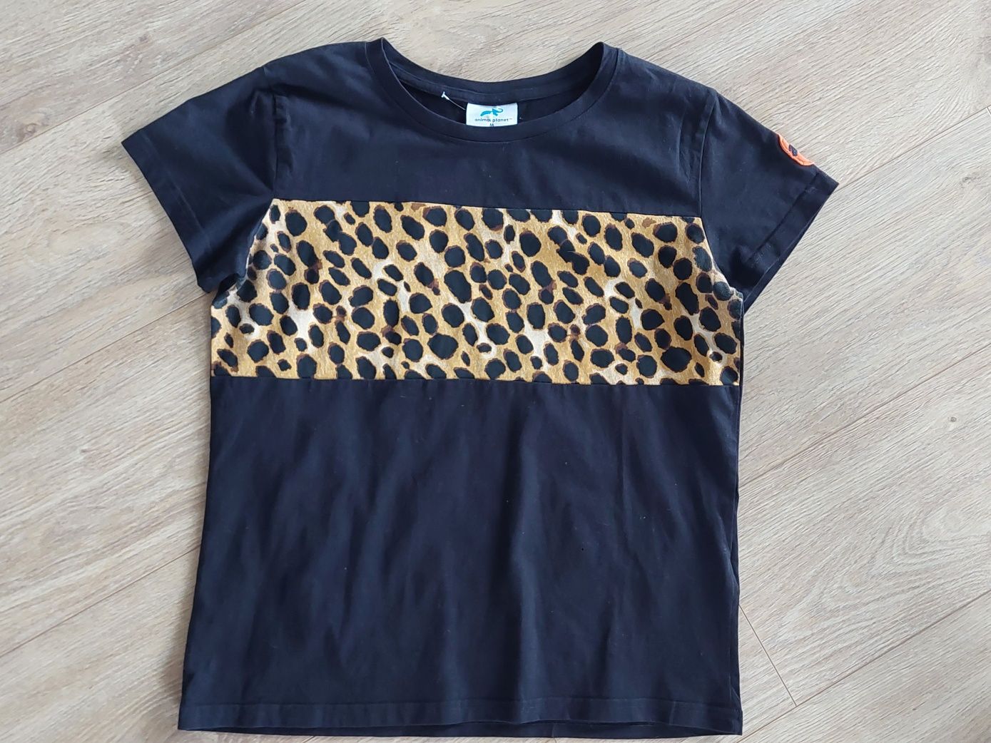 Animal Planet r.M czarny T-shirt + gepard, cheetah, cętki