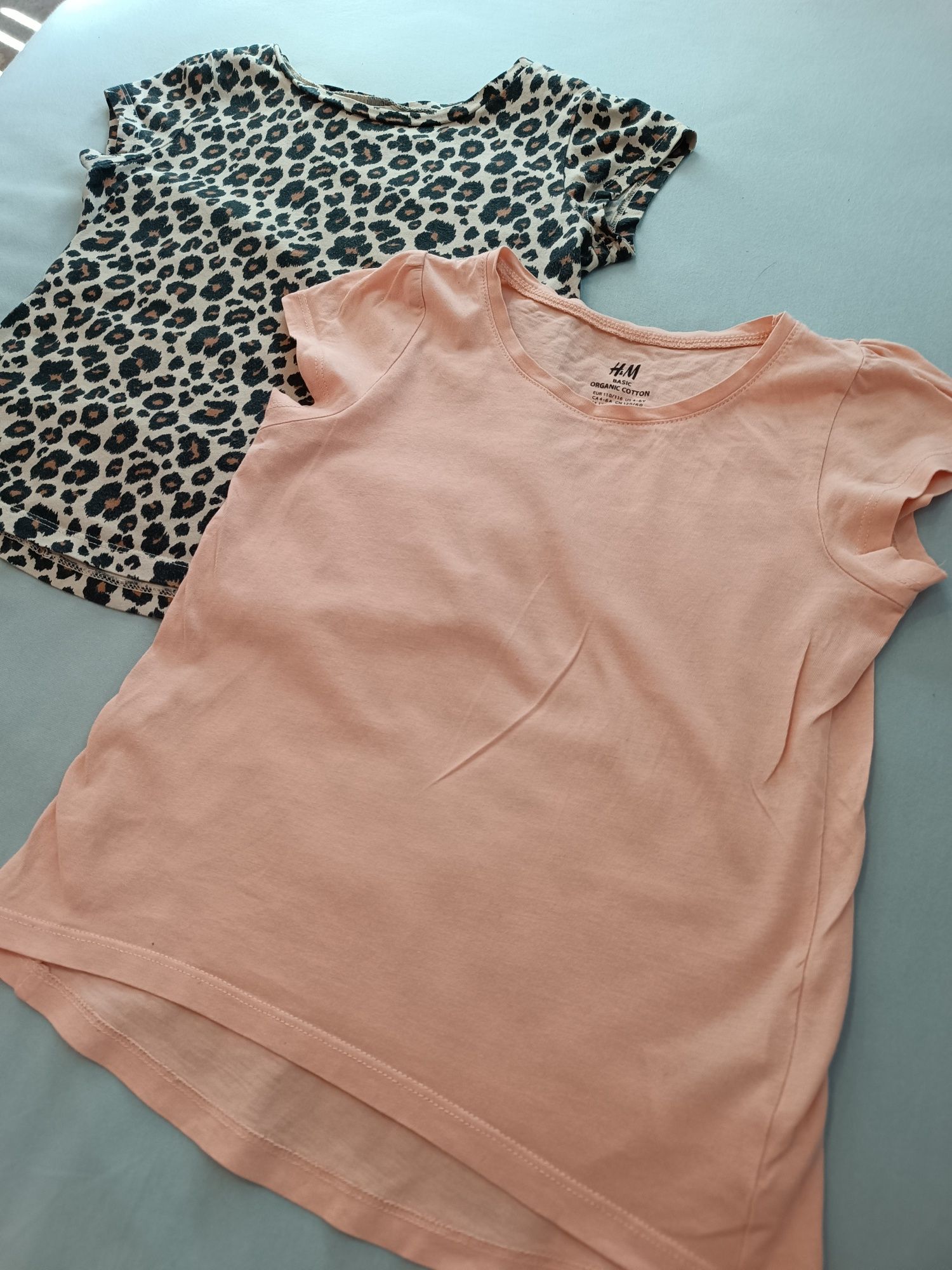 Bluzka t-shirt krótki rękaw panterka h&m 110/116 zestaw komplet mix