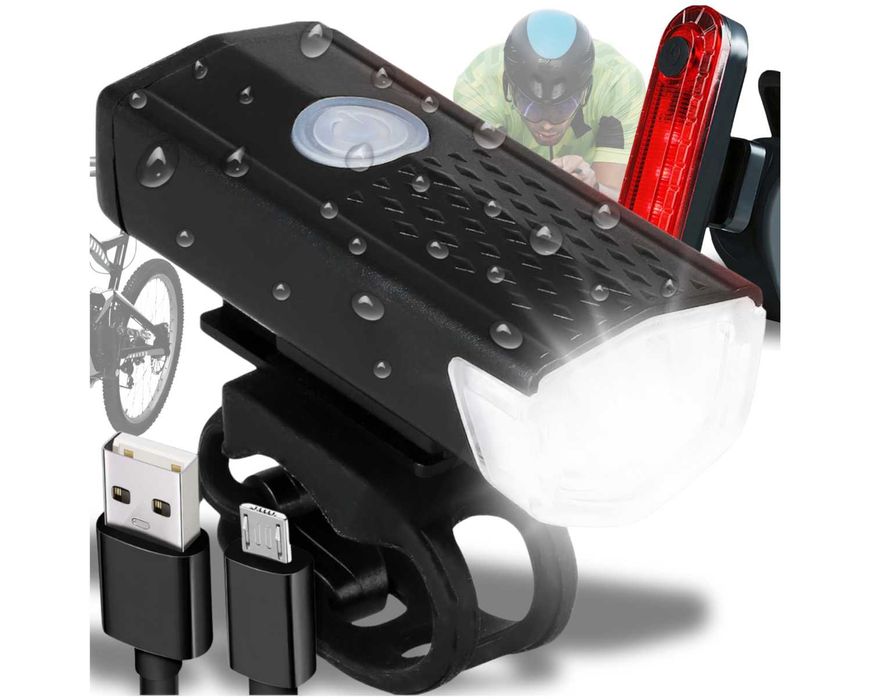 Lampka Rowerowa Przednia Tylna Światła do Roweru na Kierownicę USB