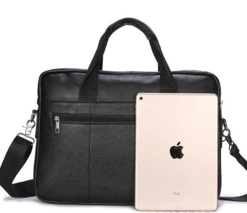 Якісна чоловіча шкіряна сумка- портфель, для ноутбука чи документів