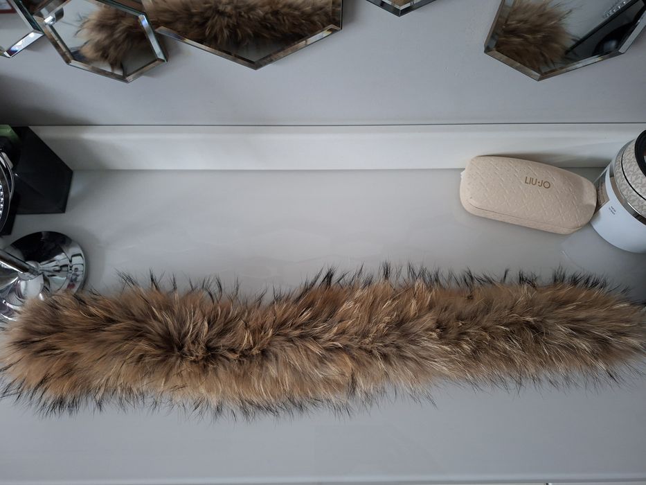 JENOT NATURALNY 66/74cm obszycie kaptura przypinka dopinka kołnierz