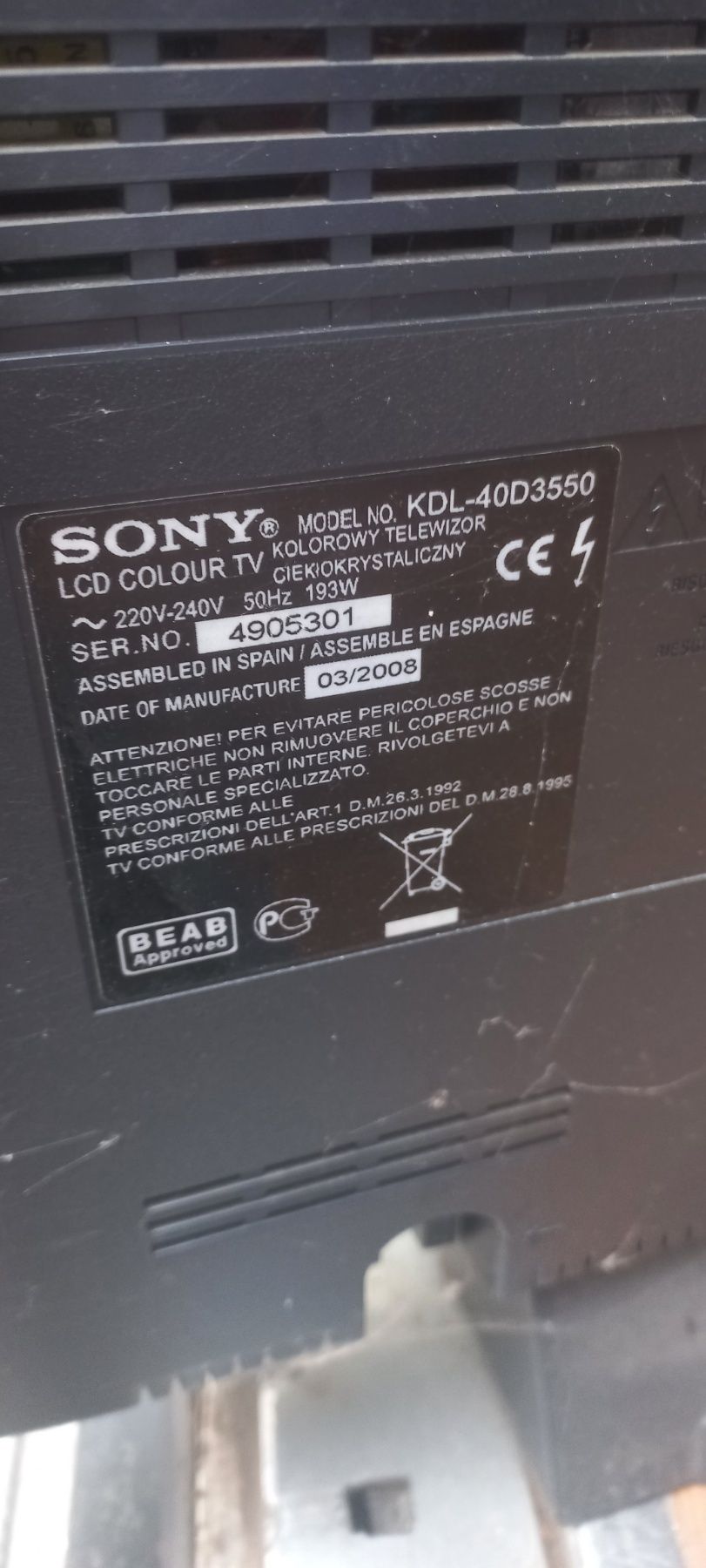 Телевизор Sony KDL-40D3550