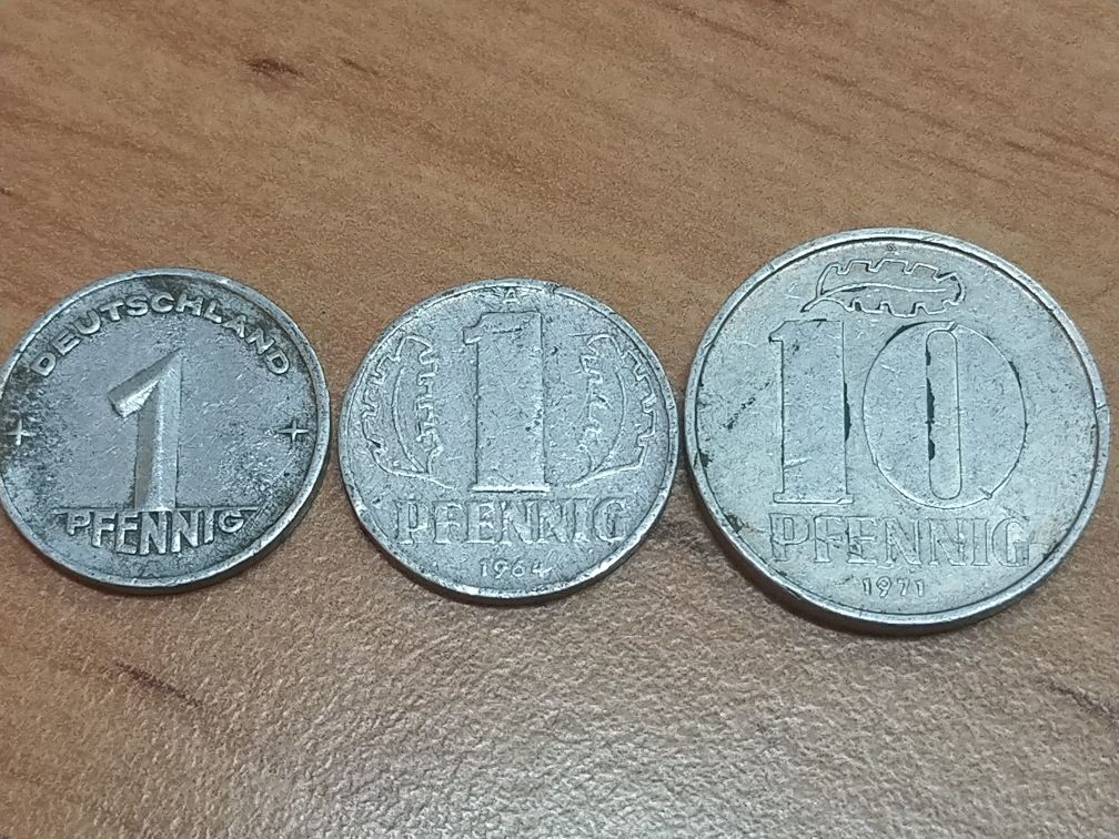 1-10 пфенниг (pfennig) 1948, 1964, 1971года
