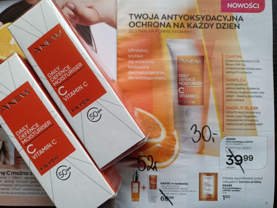 Avon anew krem nawilżający spf 50 z witaminą C