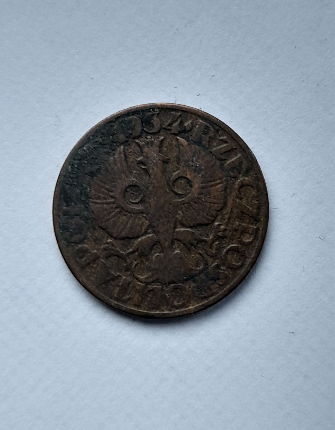 Moneta 2 grosze z 1934 roku.