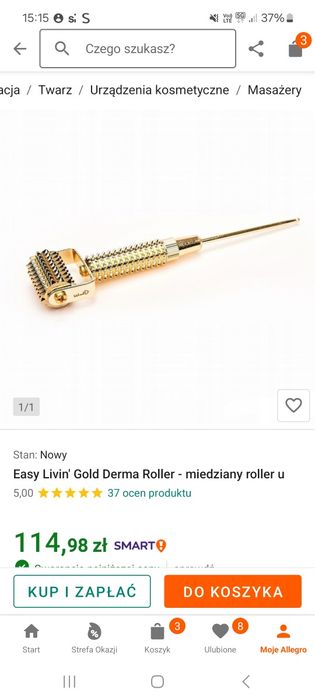 Roller do twarzy Gold dermaroller  miedziany orginalny Easy Livin