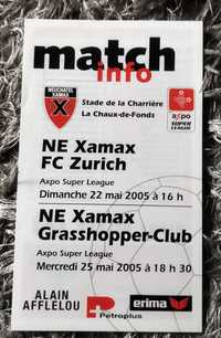 Program meczowy Xamax FC Zurich Szwajcaria 2005 r.