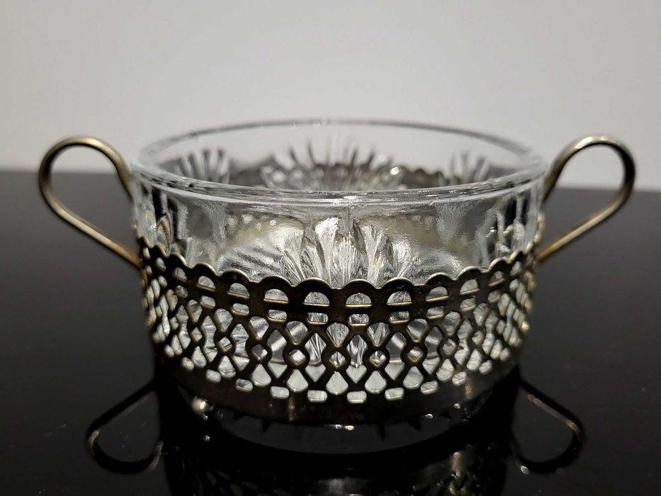 Cukiernica PRL szklana koszyczek RETRO