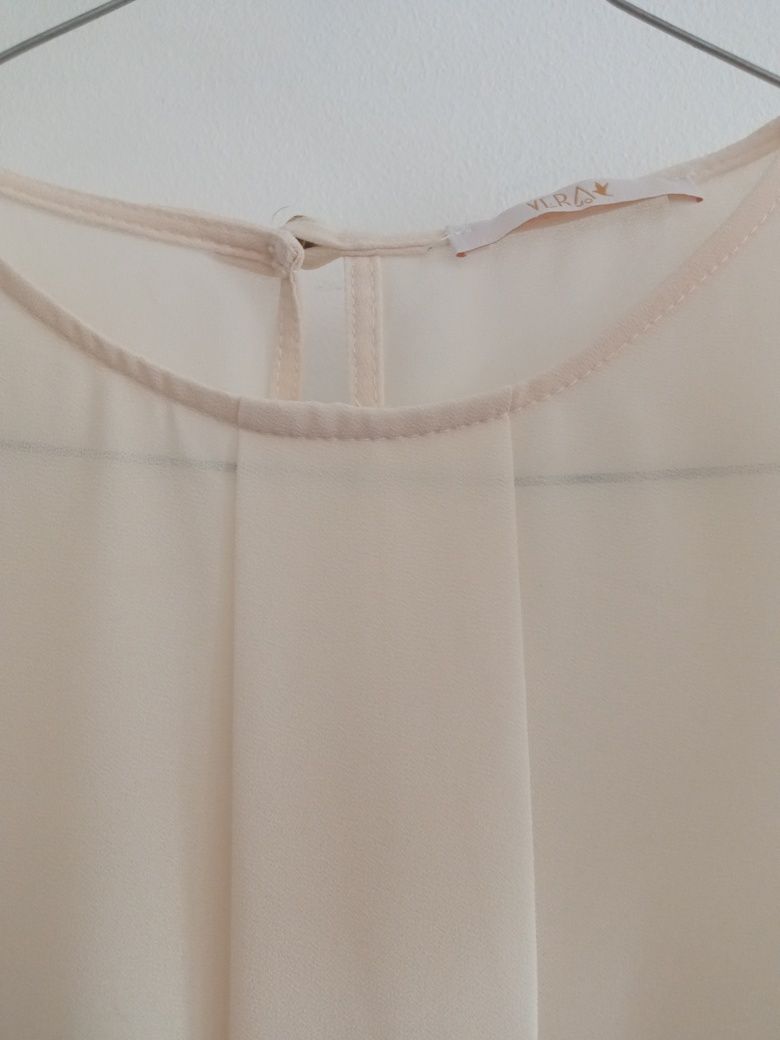 Blusa beige transparente Vera tamanho S