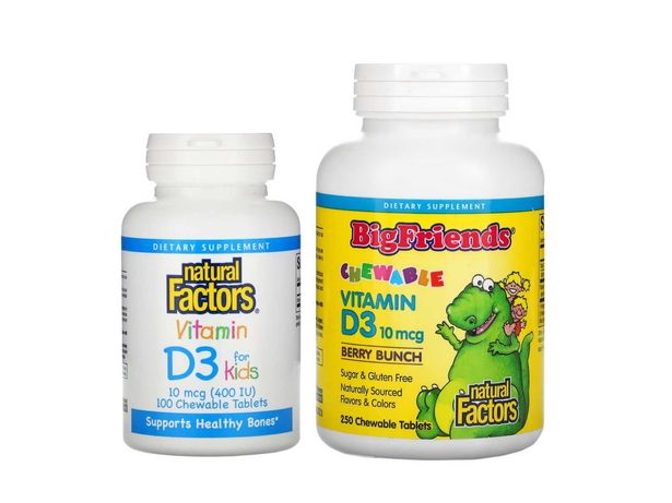 Детский витамин D3 клубничный вкус 400МЕ 100жеват.таб. Natural Factors