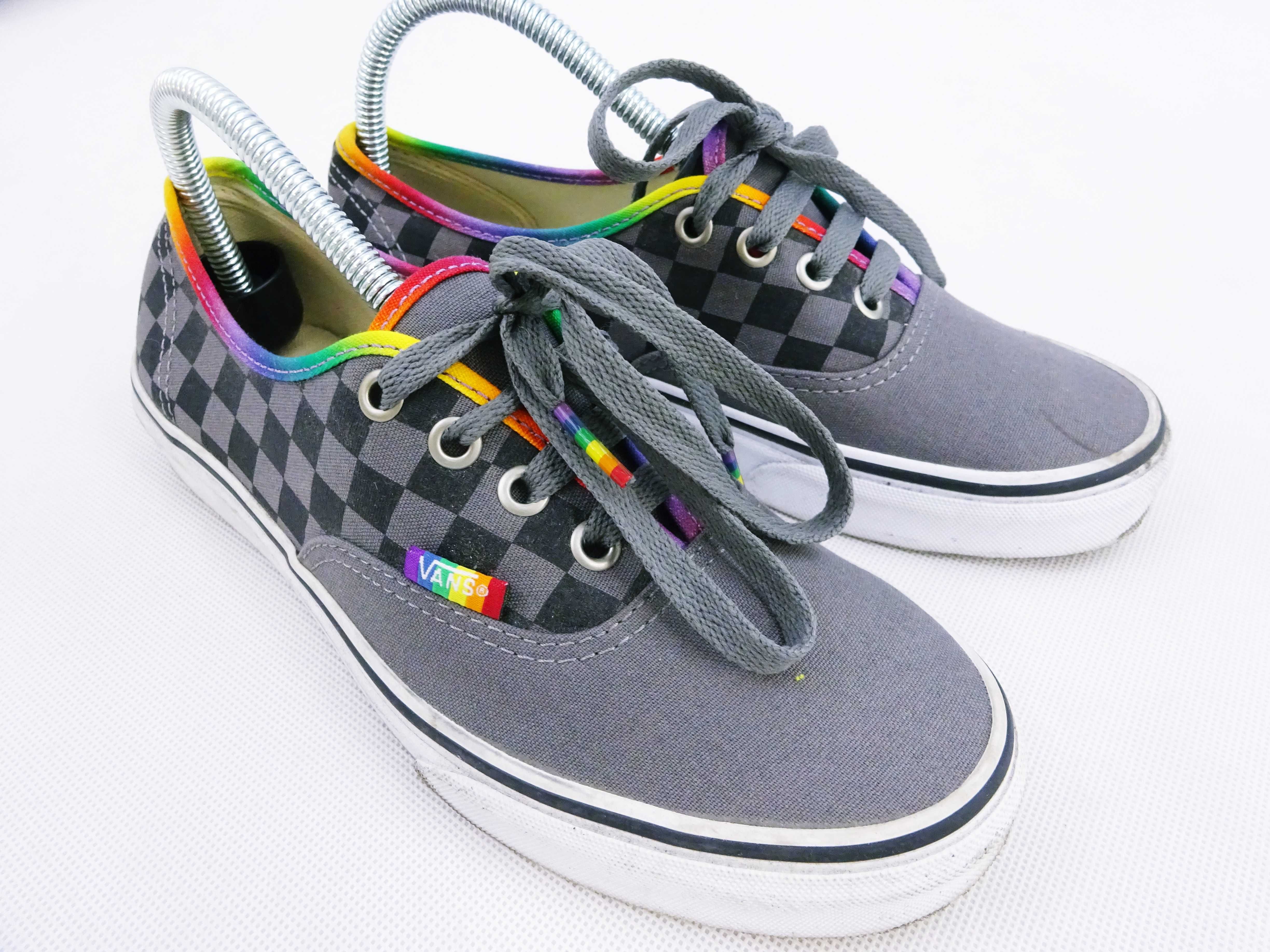 buty damskie trampki Vans tenisówki kratka tęcza unisex szare r. 38