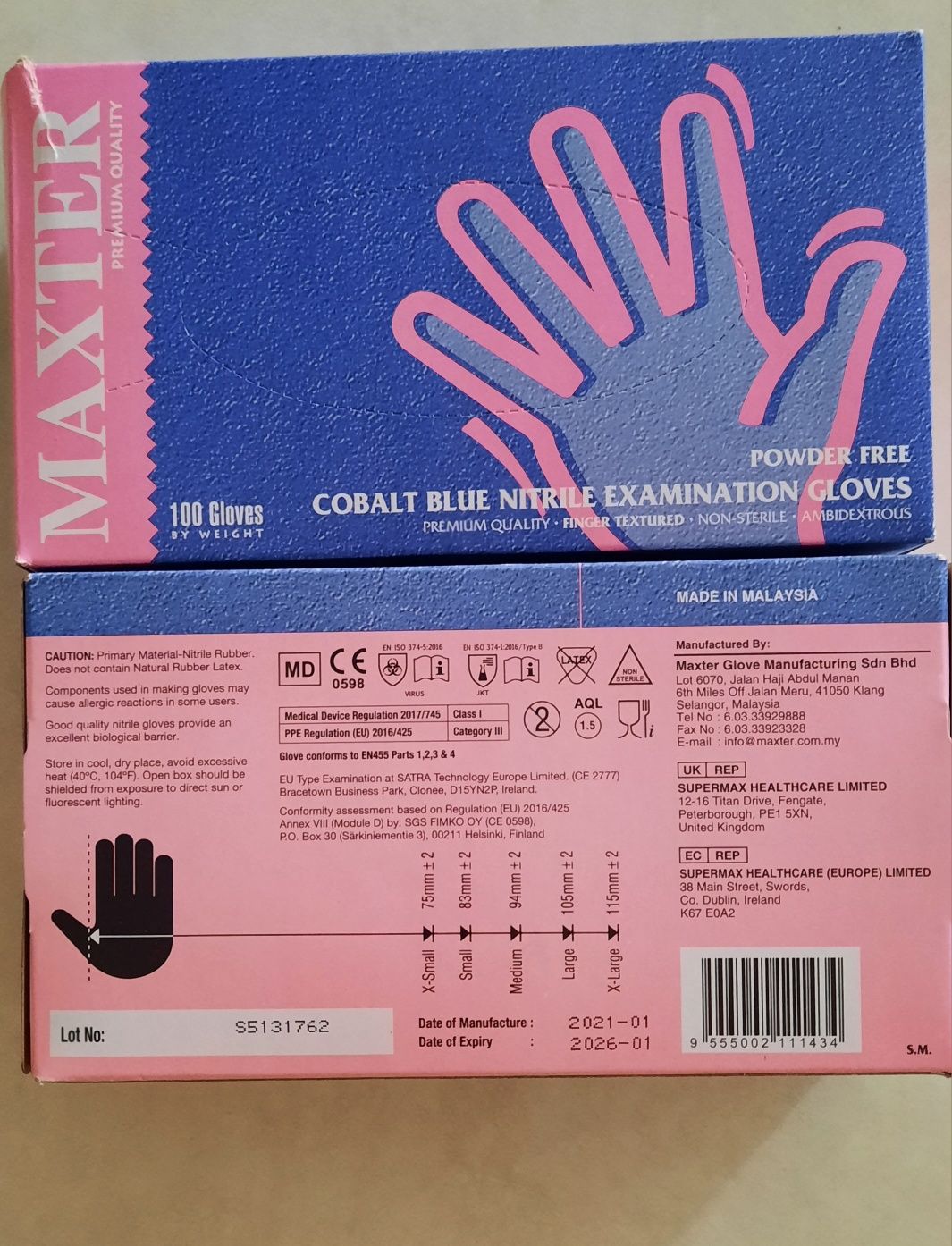 Рукавички нітрилові одноразові Maxter, розмір Small та  X-Large