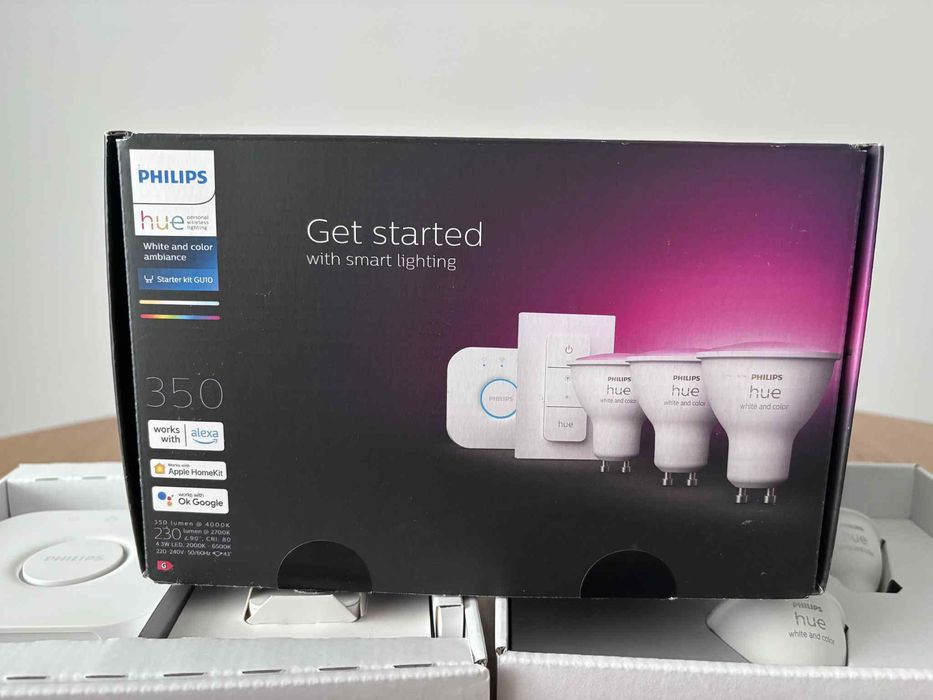 Philips Hue Zestaw - Color 3x GU10 RGBW 5,7W +Mostek +Przełącznik NOWY