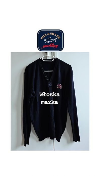 Paul & Shark męski sweter L granatowy wełna
