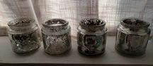 4 portas vela em vidro salpicado com tinta e com velas