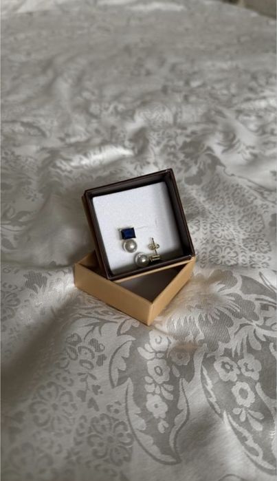 Жіночі срібні сережки з позолотою , з камінням та жемчугом gojani