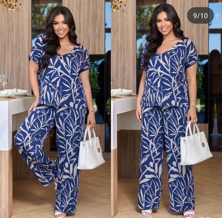 Новый летний прогулочный  брючный костюм большого размера р.52-54