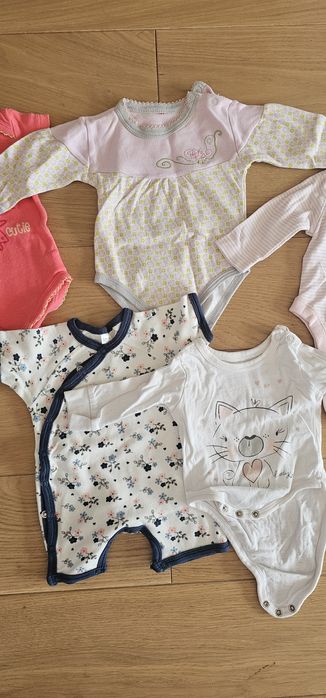 62 zestaw body rampersy dla dziewczynki 5 sztuk