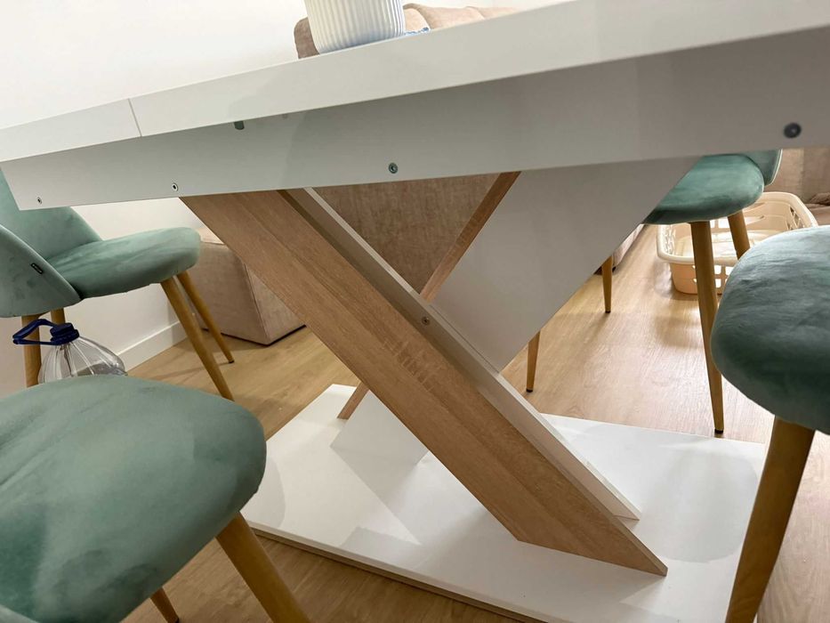 RESERVADO Mesa Extensível 1.40x0.80x0.76 (Branco + Carvalho sonoma)