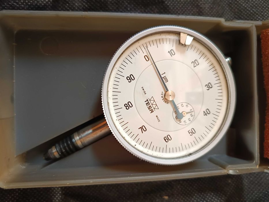 Czujnik zegarowy TESA Szwajcaria 0,001 mm - oryginał, stan bdb