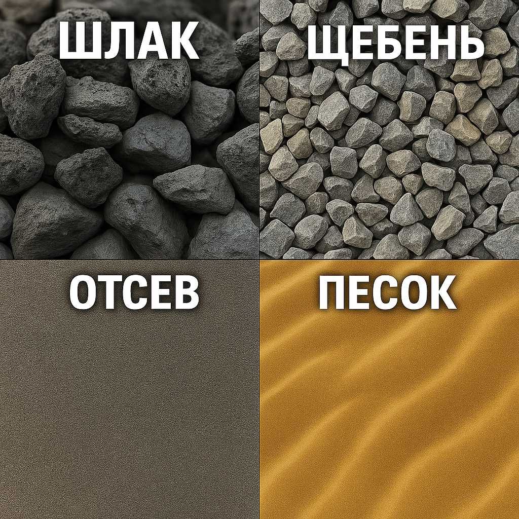 Доставка с карьера щебень, песок, отсев, шлак -пісок щебінь відсів 15т