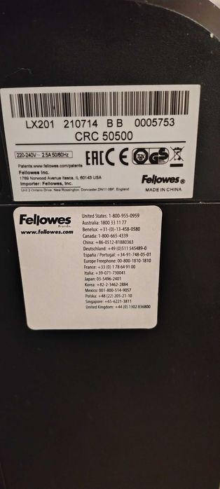 Niszczarka biurowa fellowes LX201