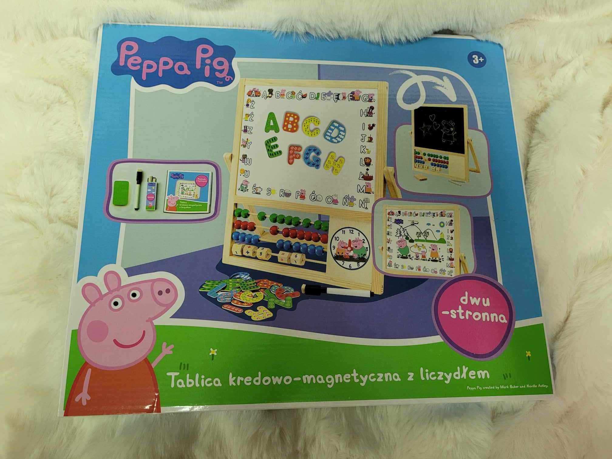 Nowa tablica kredowo magnetyczna peppa liczydło i zegar