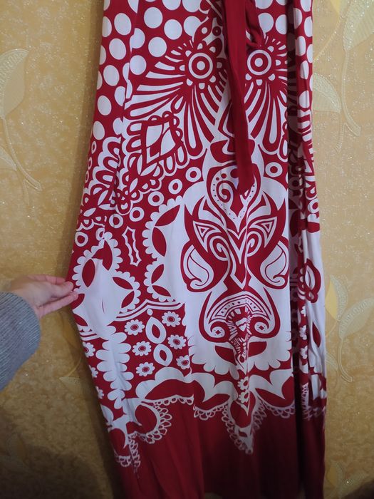 Максі сукня, червоно-біла