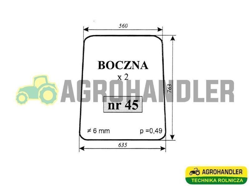 Szyba Boczna NR 45 MTZ82 MTZ 82 MTZ-82 BIAŁORUŚ