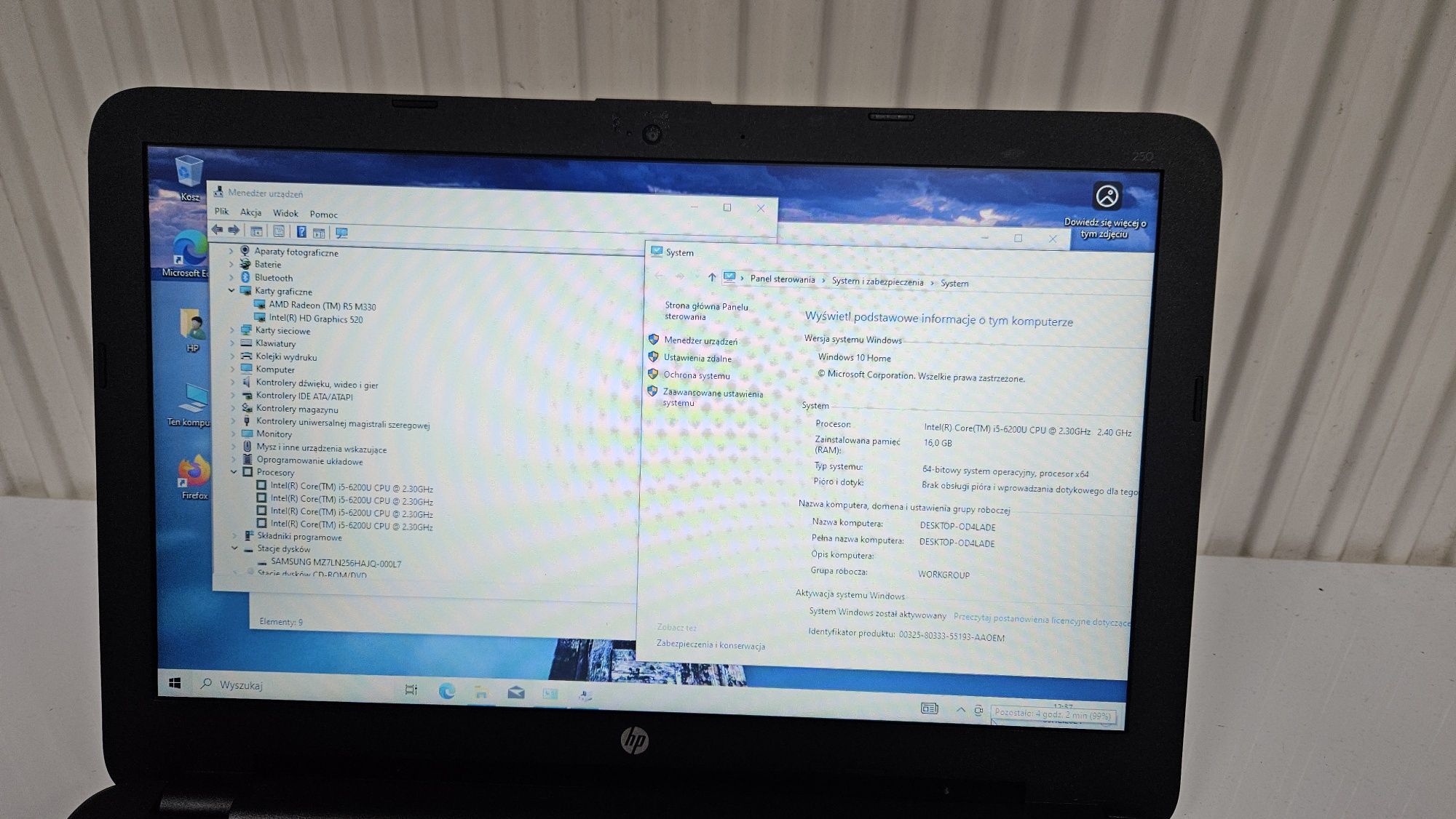 HP 250 G4 15,6/i5-6200U/16GB/R5 M330/256SSD/WIN10