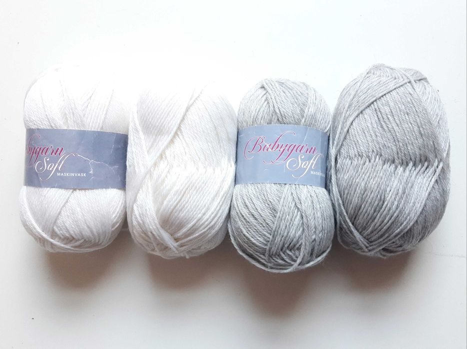 Biała Szara Włóczka 50% Wełna 4x50gr