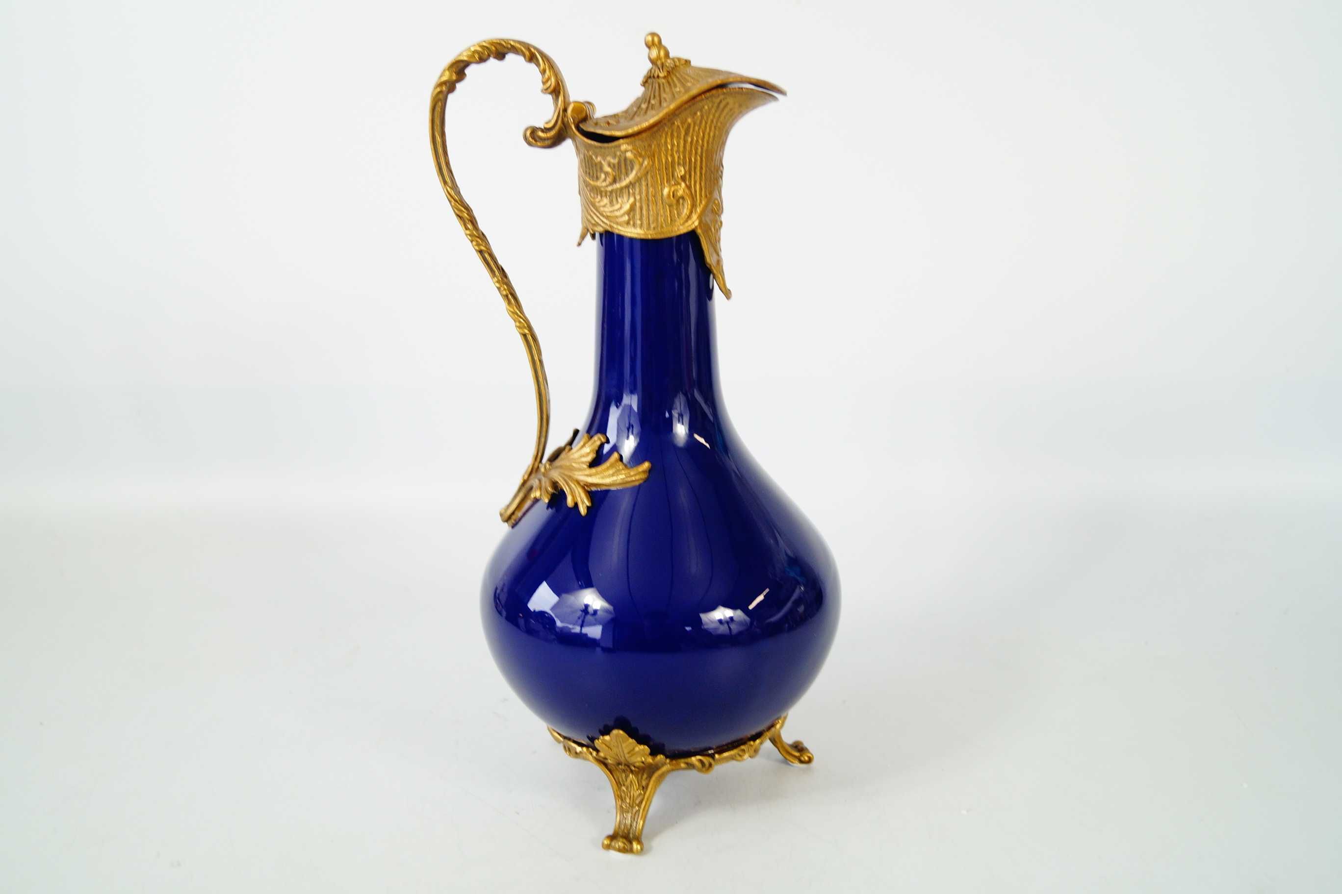 Dzbanek karafka porcelana + brąz kobaltowa