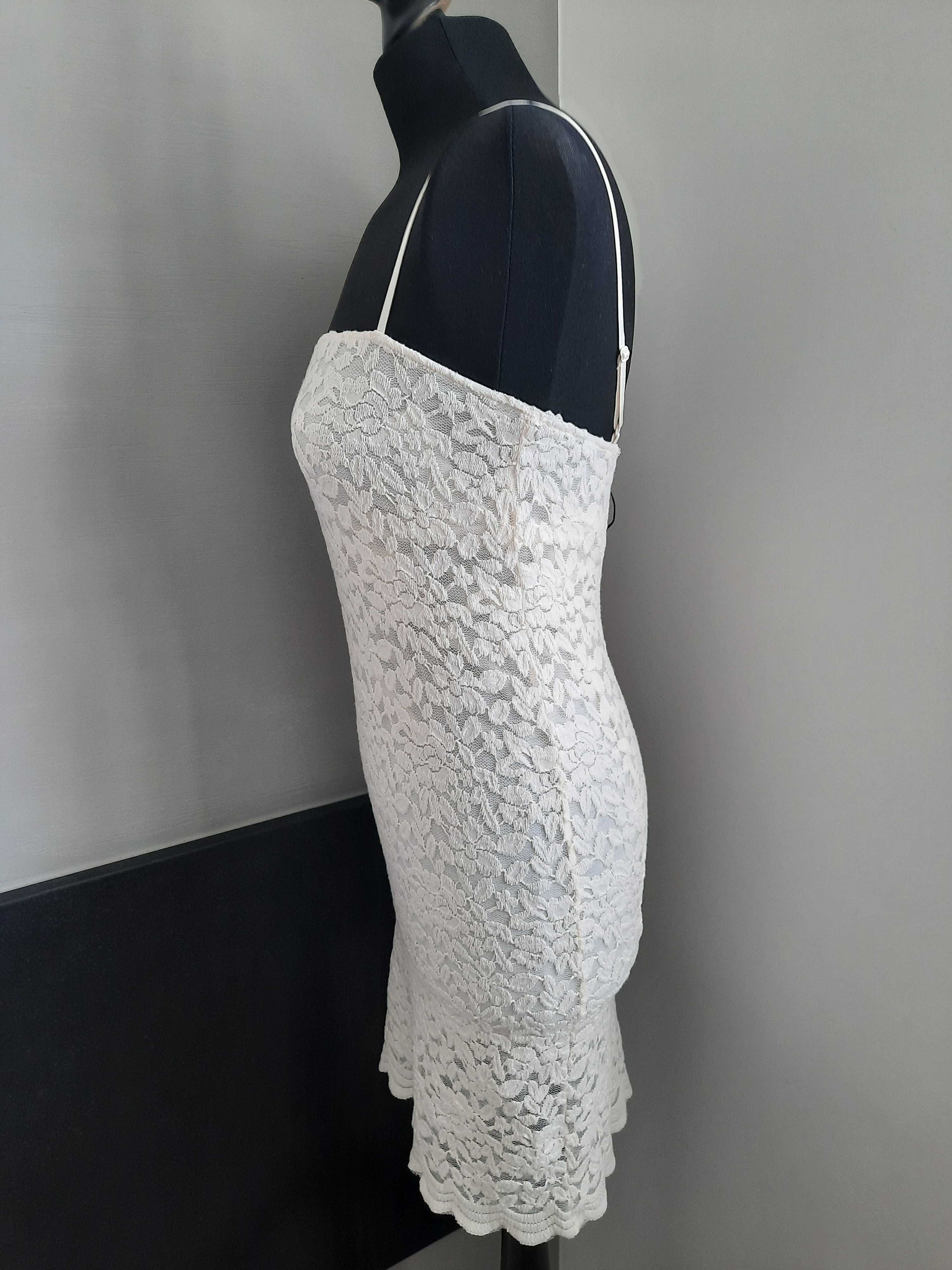 Sukienka koronkowa mini Zara łamana biel wpadająca w ecru wesele ślub